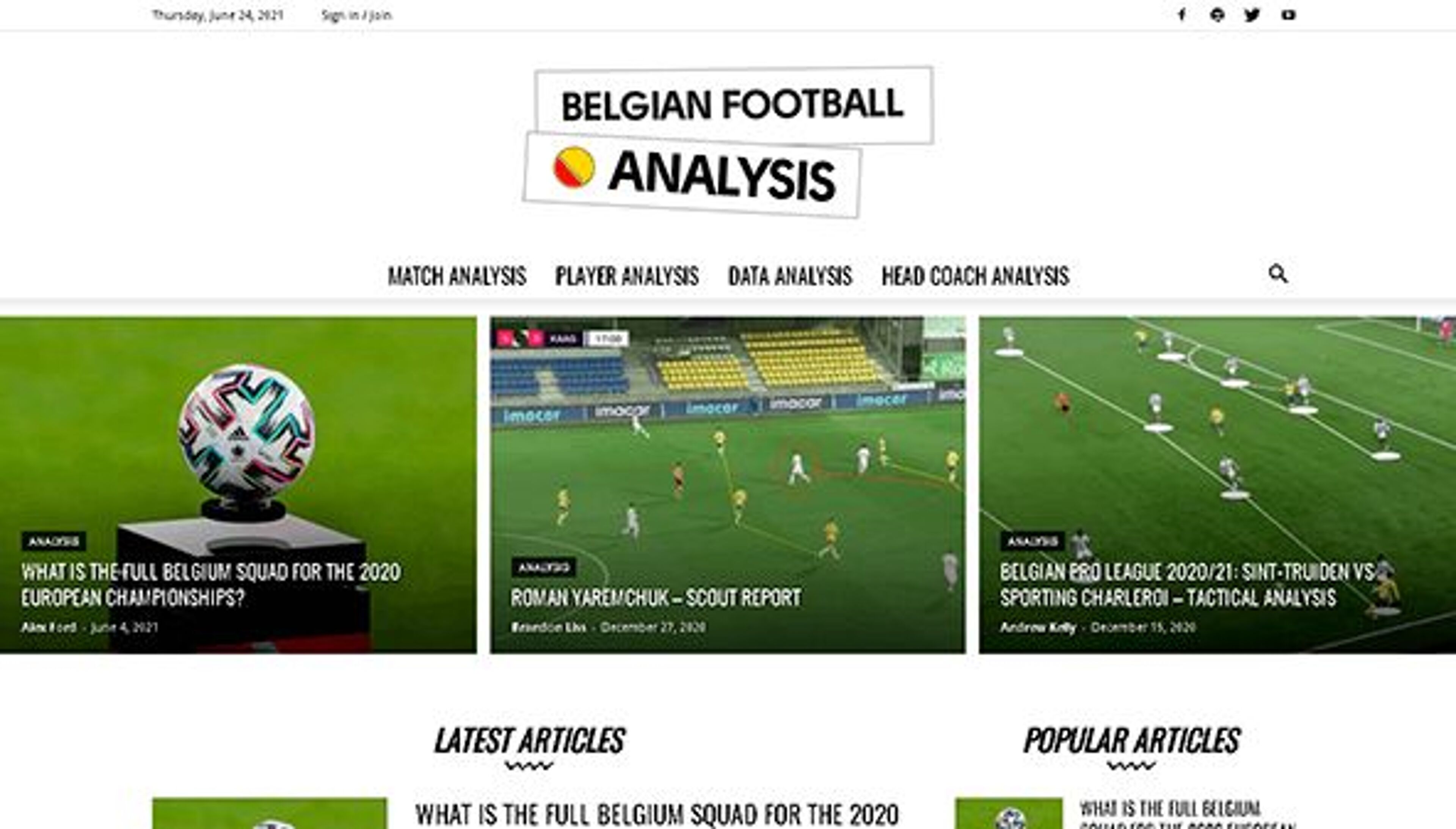 Belgian jalkapallon analyysi (belgianfootballanalysis.com)