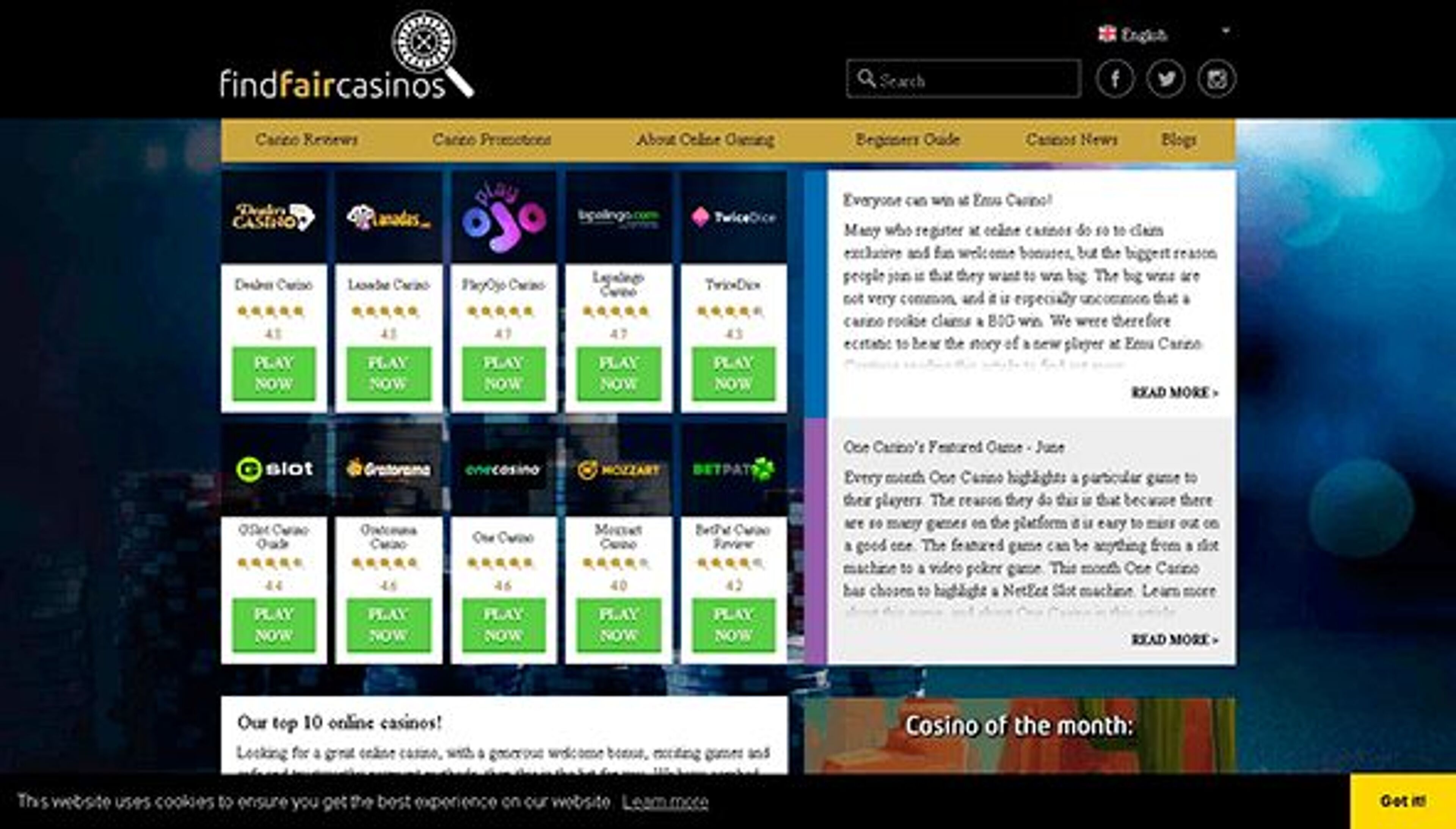 Rasti sąžiningus kazino (findfaircasinos.com)