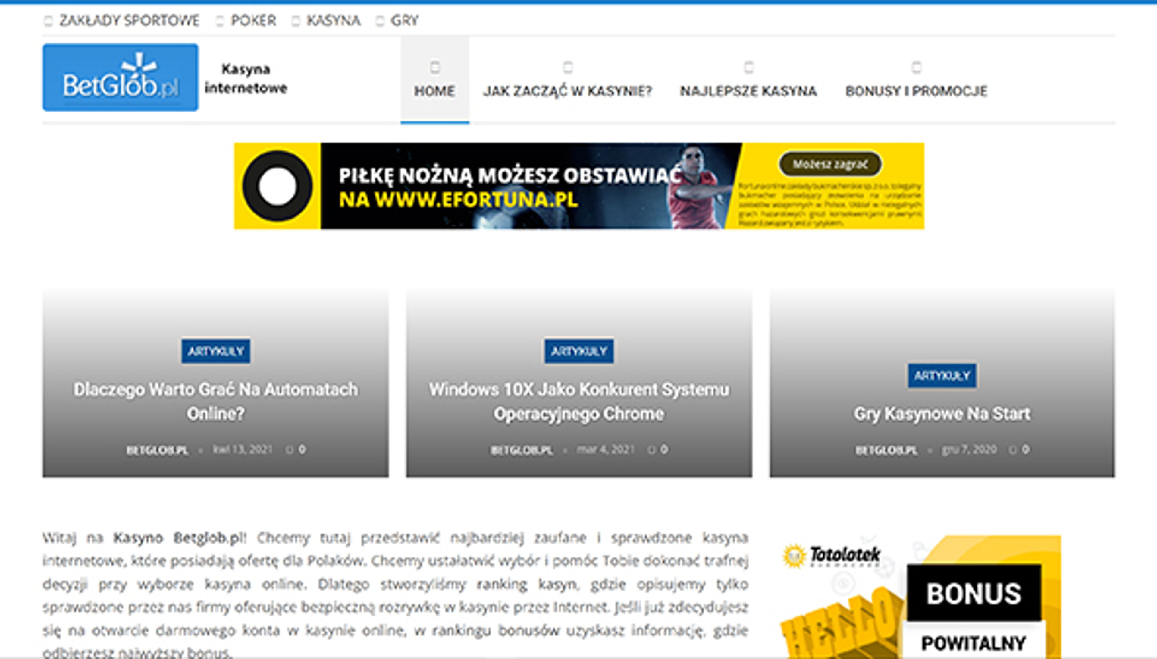 Scommetti sul casinò globale (kasyno.betglob.pl)