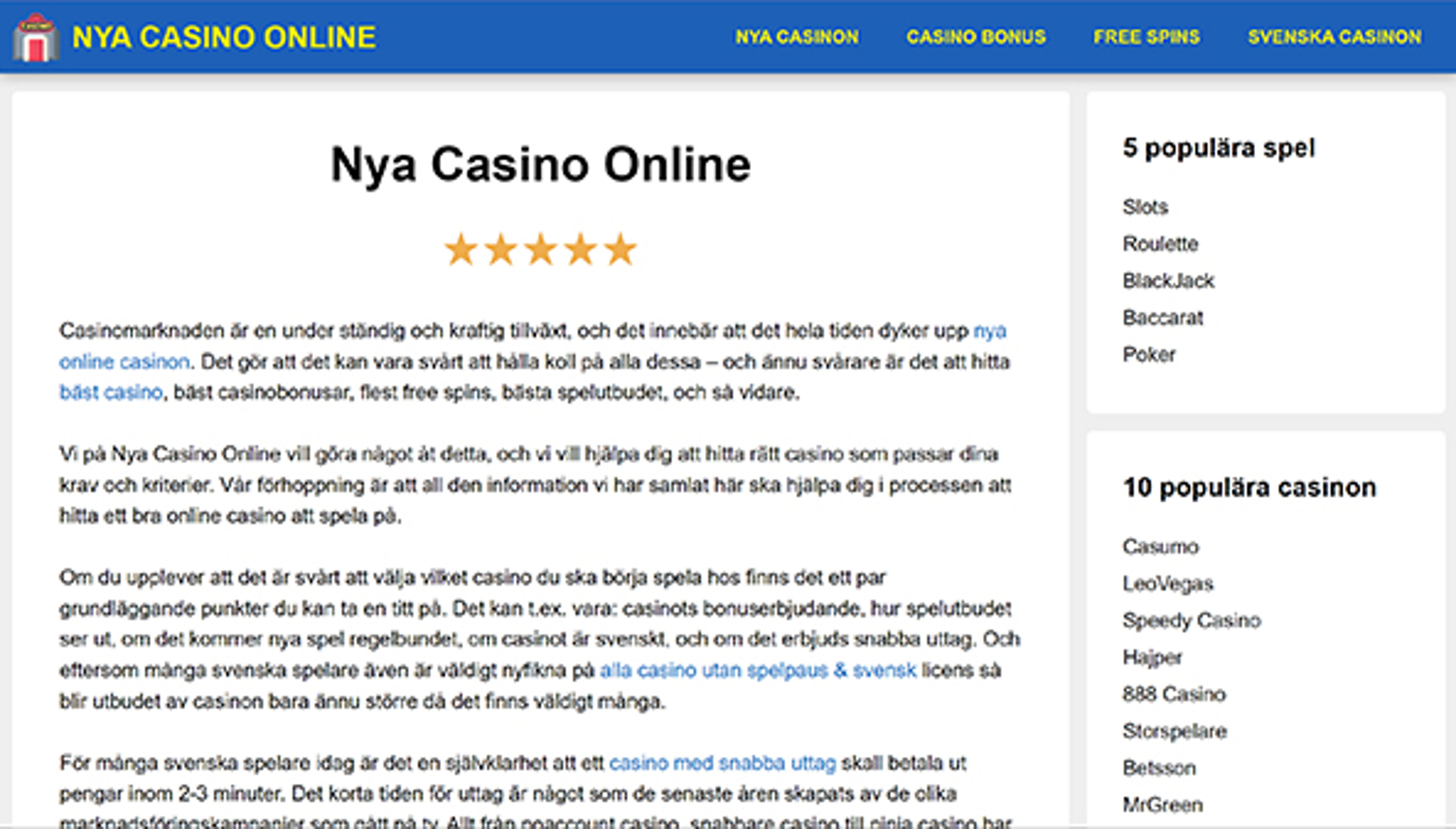 New online casino (nyacasinoonline.se)