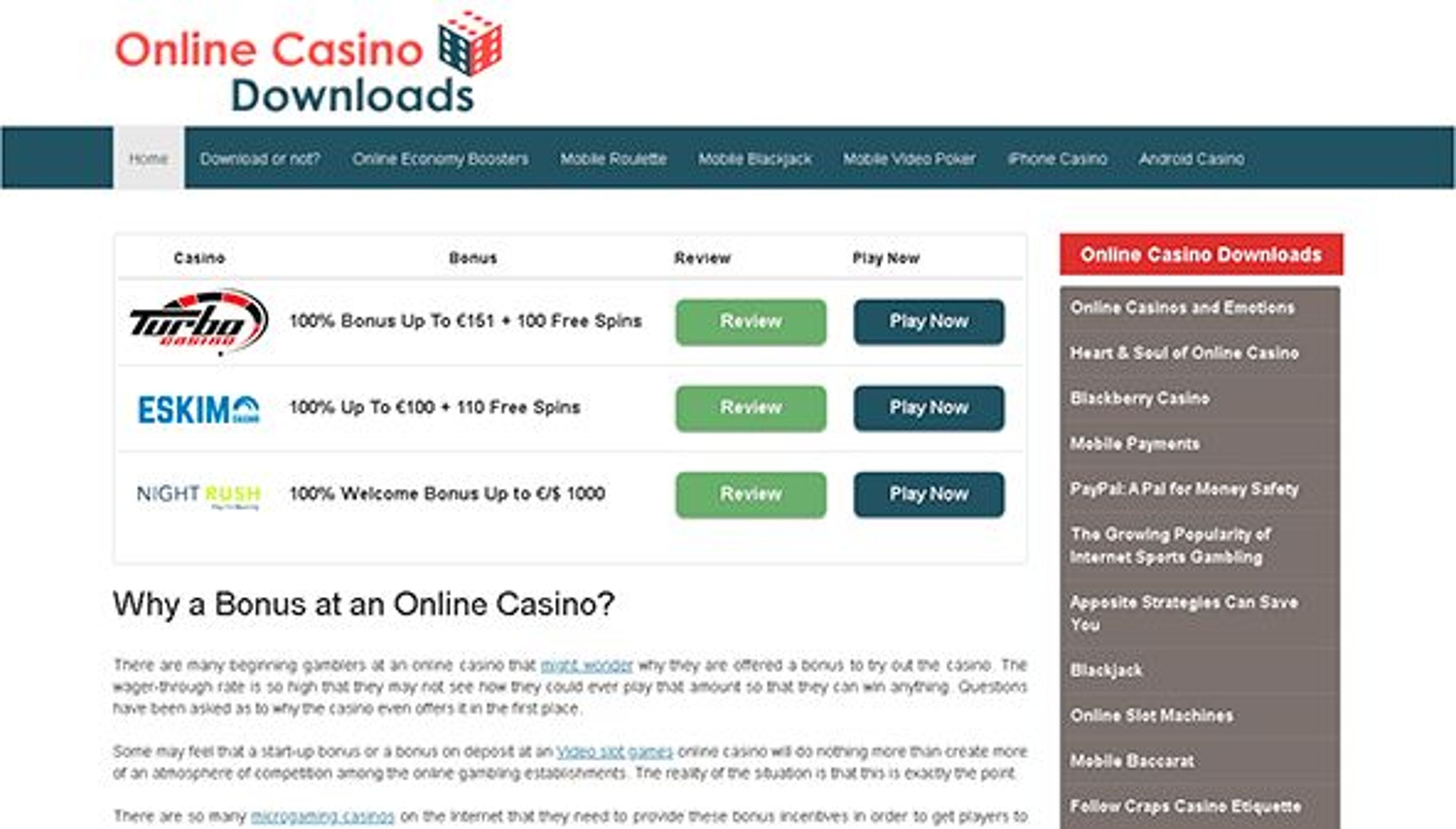 Online casino downloads (onlinecasinodownloads.net)