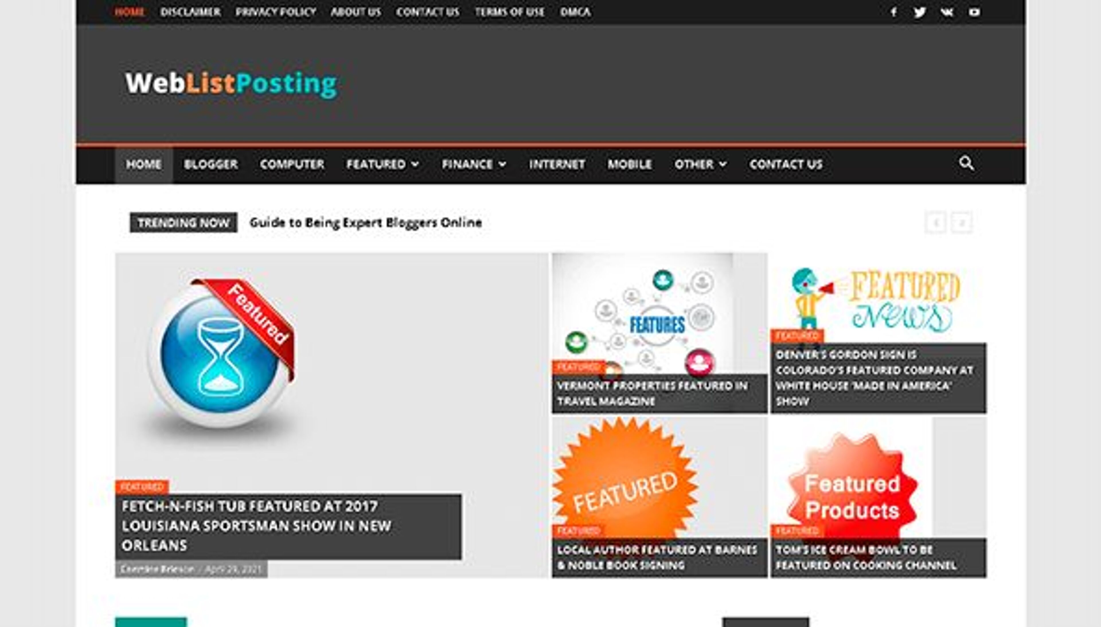 Lançamento na lista da Web (weblistposting.com)